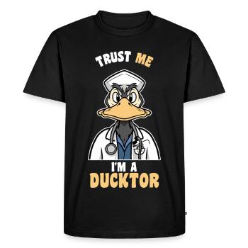 Trust Me Im Ducktor Humour Médecin Cadeau Docteur - T-shirt Premium bio Homme - noir - Devant - Nico (187cm)