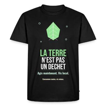 La Terre N'est Pas Un Déchet - T-shirt Premium bio Homme - noir - Devant - Nico (187cm)
