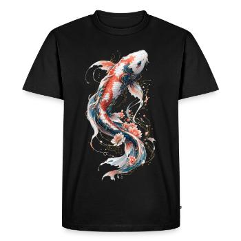 Koi mécanique florale - T-shirt Premium bio Homme - noir - Devant - Nico (187cm)