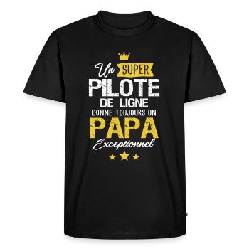 Pilote de ligne cadeau drôle futur papa - T-shirt Premium bio Homme - noir - Devant - Nico (187cm)