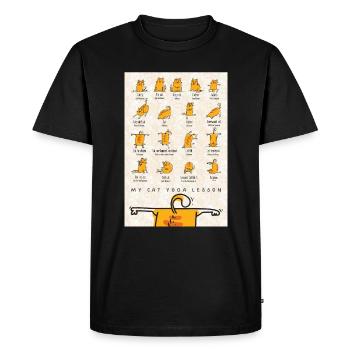 My cat yoga lesson Chats Yoga Heure Cool Fun - T-shirt Premium bio Homme - noir - Devant - Nico (187cm)