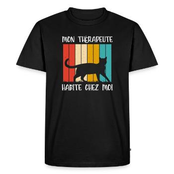mon thérapeute habite chez moi - T-shirt Premium bio Homme - noir - Devant - Nico (187cm)