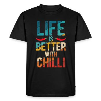 La vie est meilleure avec le piment, le pepperoni, le jalapeño, l’épinette - T-shirt Premium bio Homme - noir - Devant - Nico (187cm)