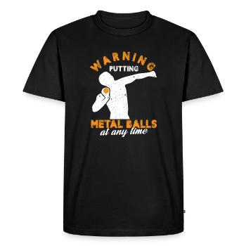 Warning Shot Put Design - Men's Premium Organic T-Shirt - black - Front - Nico (187cm)