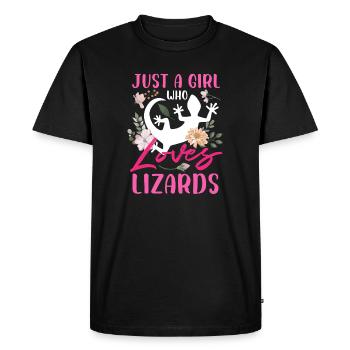 Juste une fille qui aime le design des lézards - T-shirt Premium bio Homme - noir - Devant - Nico (187cm)
