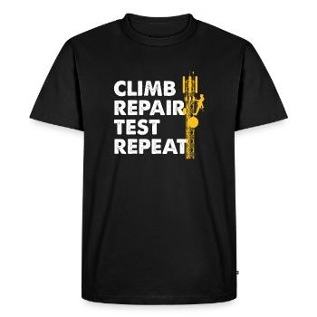 Climb Repair Test Repeat Cell Tower Climber - T-shirt Premium bio Homme - noir - Devant - Nico (187cm)