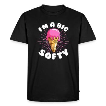 I'm A Big Softy – Sundae Lover Funny Ice Cream - Men's Premium Organic T-Shirt - black - Front - Nico (187cm)