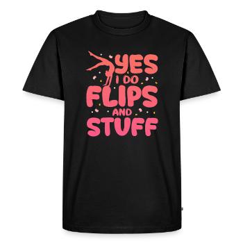 I Do Flips - Acrobatics Lover Gymnastics Funny - Men's Premium Organic T-Shirt - black - Front - Nico (187cm)