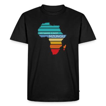 My name is not Mzungu - Men's Premium Organic T-Shirt - black - Front - Nico (187cm)