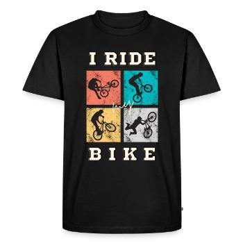 Ride my Bike cool saying biker vintage gift - Men's Premium Organic T-Shirt - black - Front - Nico (187cm)