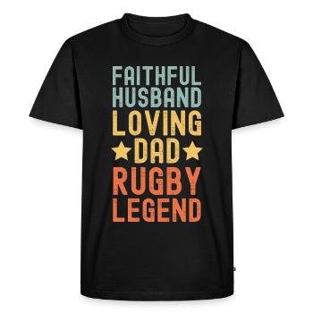 Mari Père Rugby Légende Fête des Pères Rugby - T-shirt Premium bio Homme - noir - Devant - Nico (187cm)