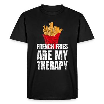 French Fries Are My Therapy Pommes Frites - Men's Premium Organic T-Shirt - black - Front - Nico (187cm)