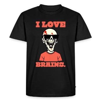 I Love Brains - Funny Zombie Saying - Men's Premium Organic T-Shirt - black - Front - Nico (187cm)