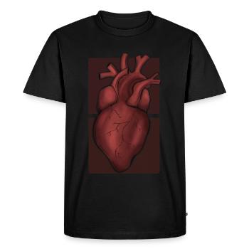 Conception simple de tatouage de cœur / organe rouge - T-shirt Premium bio Homme - noir - Devant - Nico (187cm)