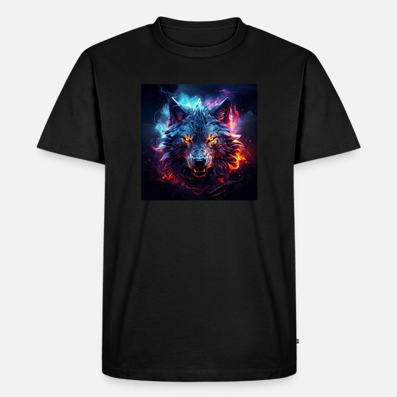 Wolf - Männer Premium Bio T-Shirt - Schwarz