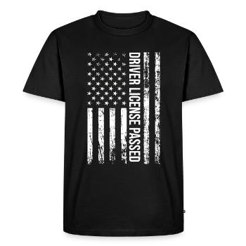 American Flag Driver License Passed Driving Exam - Men's Premium Organic T-Shirt - black - Front - Nico (187cm)