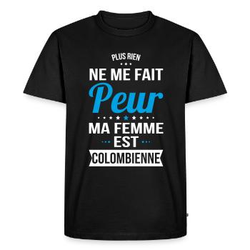 Rien ne me fait peur ma femme est Colombienne - T-shirt Premium bio Homme - noir - Devant - Nico (187cm)