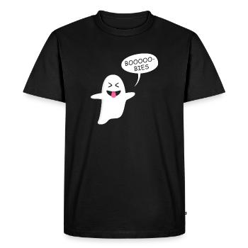 Fantôme Drôle qui dit "Boobies" - T-shirt Premium bio Homme - noir - Devant - Nico (187cm)