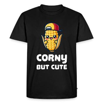 Corny but cute - Men's Premium Organic T-Shirt - black - Front - Nico (187cm)