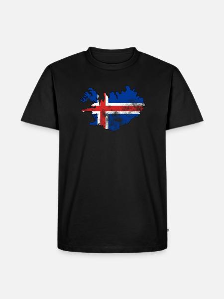 Iceland Flag Grunge - Men's Premium Organic T-Shirt - black