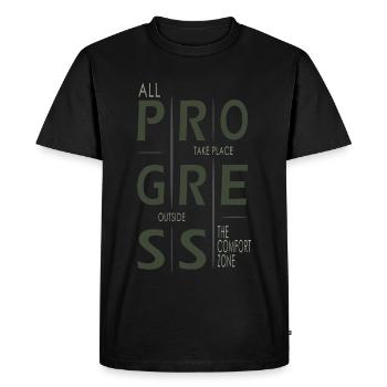 PROGRESS | Motivation | Work, Study, Sports 03 - Men's Premium Organic T-Shirt - black - Front - Nico (187cm)