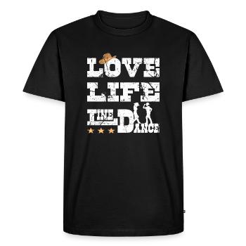 Danse en ligne Vie amoureuse - T-shirt Premium bio Homme - noir - Devant - Nico (187cm)