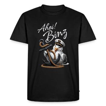 Ahoy Binz ! funny seagull with anchor - Men's Premium Organic T-Shirt - black - Front - Nico (187cm)