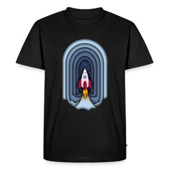 Rocket in papercut optics - Men's Premium Organic T-Shirt - black - Front - Nico (187cm)