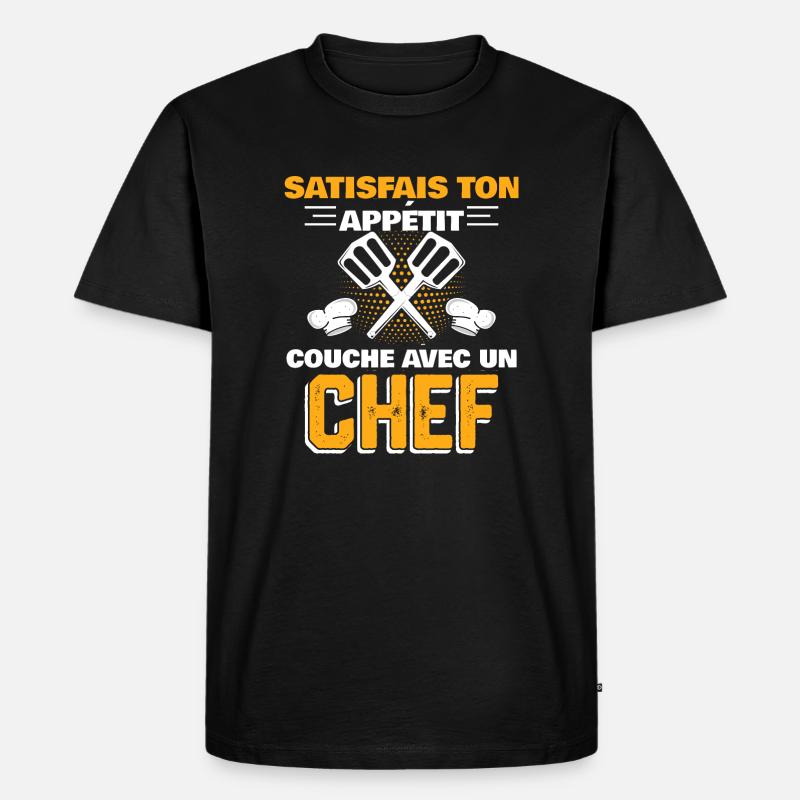 couche avec un chef - T-shirt Premium bio Homme - noir