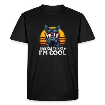 Mon chat pense que je suis cool t-shirt de chat drôle - T-shirt Premium bio Homme - noir - Devant - Nico (187cm)