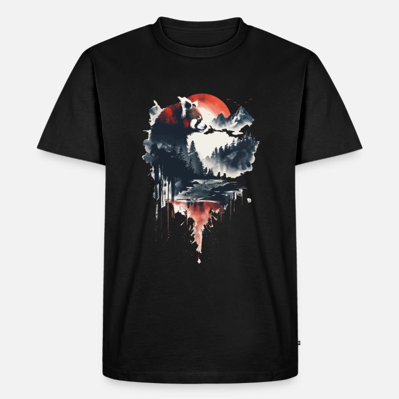 Roter Panda - Männer Premium Bio T-Shirt - Schwarz