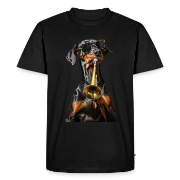 Doberman Pinscher Trompette - T-shirt Premium bio Homme - noir - Devant - Nico (187cm)