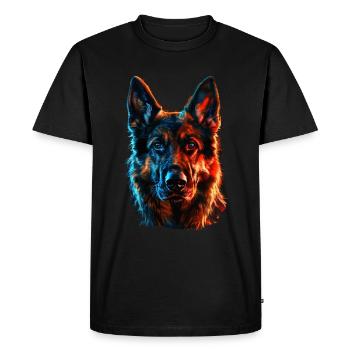 Red and Blue German Shepherd Fierce - Men's Premium Organic T-Shirt - black - Front - Nico (187cm)