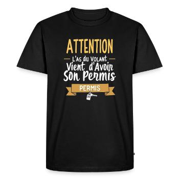 Jeune Conducteur - Humour Permis - T-shirt Premium bio Homme - noir - Devant - Nico (187cm)