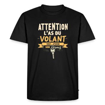 Permis Conduire - Humour Jeune Conducteur - T-shirt Premium bio Homme - noir - Devant - Nico (187cm)