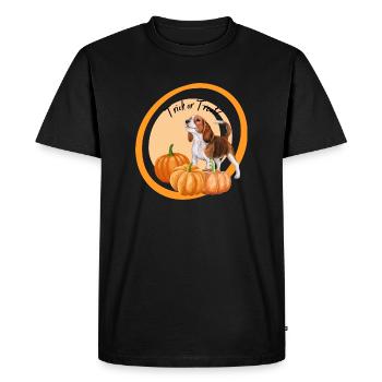 Halloween Kollektion - Hund: Trick or Treat - Männer Premium Bio T-Shirt - Schwarz - Vorne - Nico (187cm)