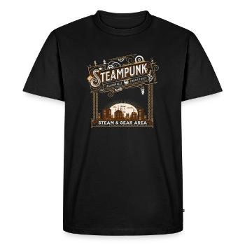Vintage Steampunk - Engrenages et vapeur - T-shirt Premium bio Homme - noir - Devant - Nico (187cm)