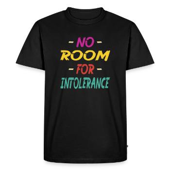 Pas de place pour l’intolérance - T-shirt Premium bio Homme - noir - Devant - Nico (187cm)
