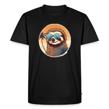 Sloth with sunglasses, sluggishness - Men's Premium Organic T-Shirt - black - Front - Nico (187cm)