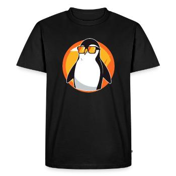 Penguin with sunglasses, Antarctic bird, - Men's Premium Organic T-Shirt - black - Front - Nico (187cm)