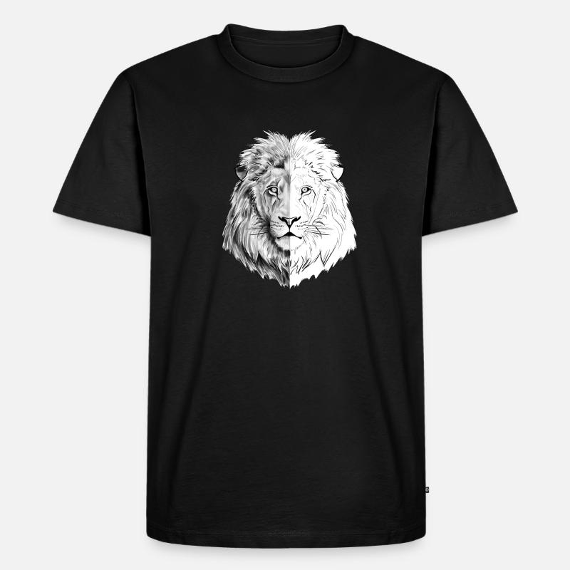 Ein interessanter gezeichneter Löwe - Männer Premium Bio T-Shirt - Schwarz