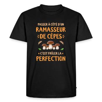 Ramasseur De Cèpe Champignon Cèpes Champignons - T-shirt Premium bio Homme - noir - Devant - Nico (187cm)