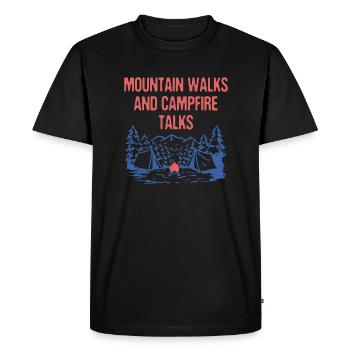 Mountain Walks & Campfire Talks Hiking Camping - Men's Premium Organic T-Shirt - black - Front - Nico (187cm)