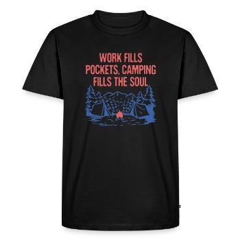 Camping Fills the Soul Motivational Quote Camper - Men's Premium Organic T-Shirt - black - Front - Nico (187cm)