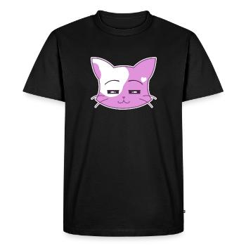 Cœur chat très détendu - T-shirt Premium bio Homme - noir - Devant - Nico (187cm)