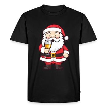 Santa Claus Drinking Comic Christmas - Men's Premium Organic T-Shirt - black - Front - Nico (187cm)