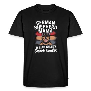 German Shepherd Mama, Legendary Snack Dealer - Men's Premium Organic T-Shirt - black - Front - Nico (187cm)