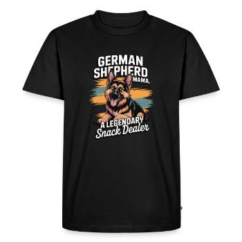 German Shepherd Mama, Legendary Snack Dealer - Men's Premium Organic T-Shirt - black - Front - Nico (187cm)