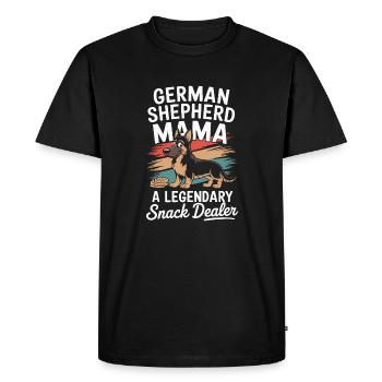 German Shepherd Mama, Legendary Snack Dealer - Men's Premium Organic T-Shirt - black - Front - Nico (187cm)