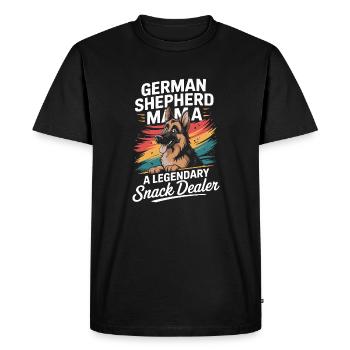 German Shepherd Mama, Legendary Snack Dealer - Men's Premium Organic T-Shirt - black - Front - Nico (187cm)
